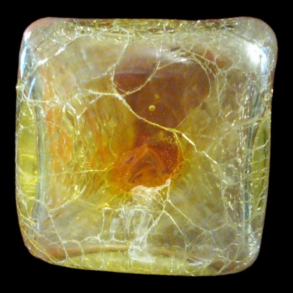 BLENKO GLASS VASE AMBERINA CRACKLE 4 SIDED PINCHED #533 MID CENTURY Tangerine - Picture 5 of 5